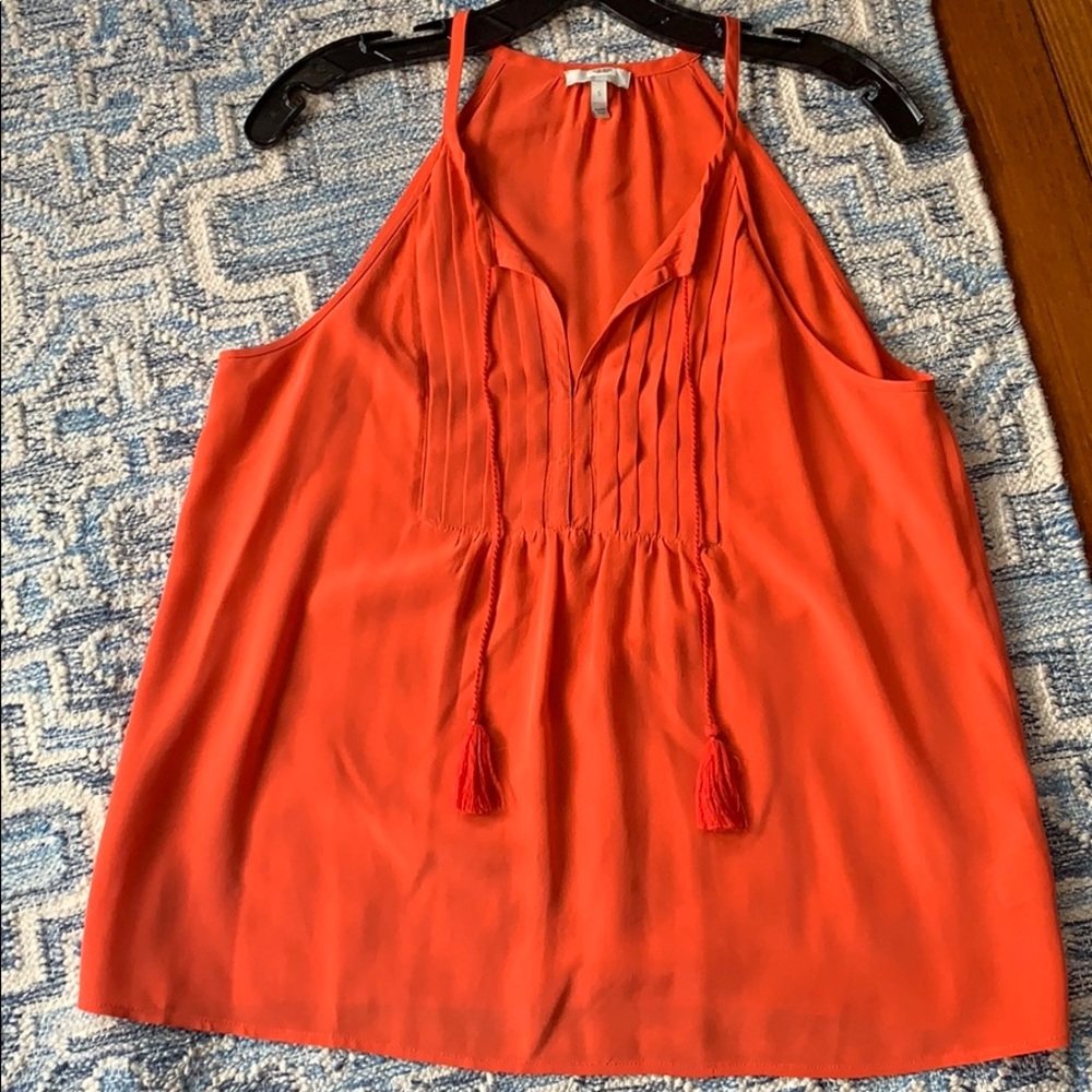 Joie Coral Silk Tank w/ Tassels